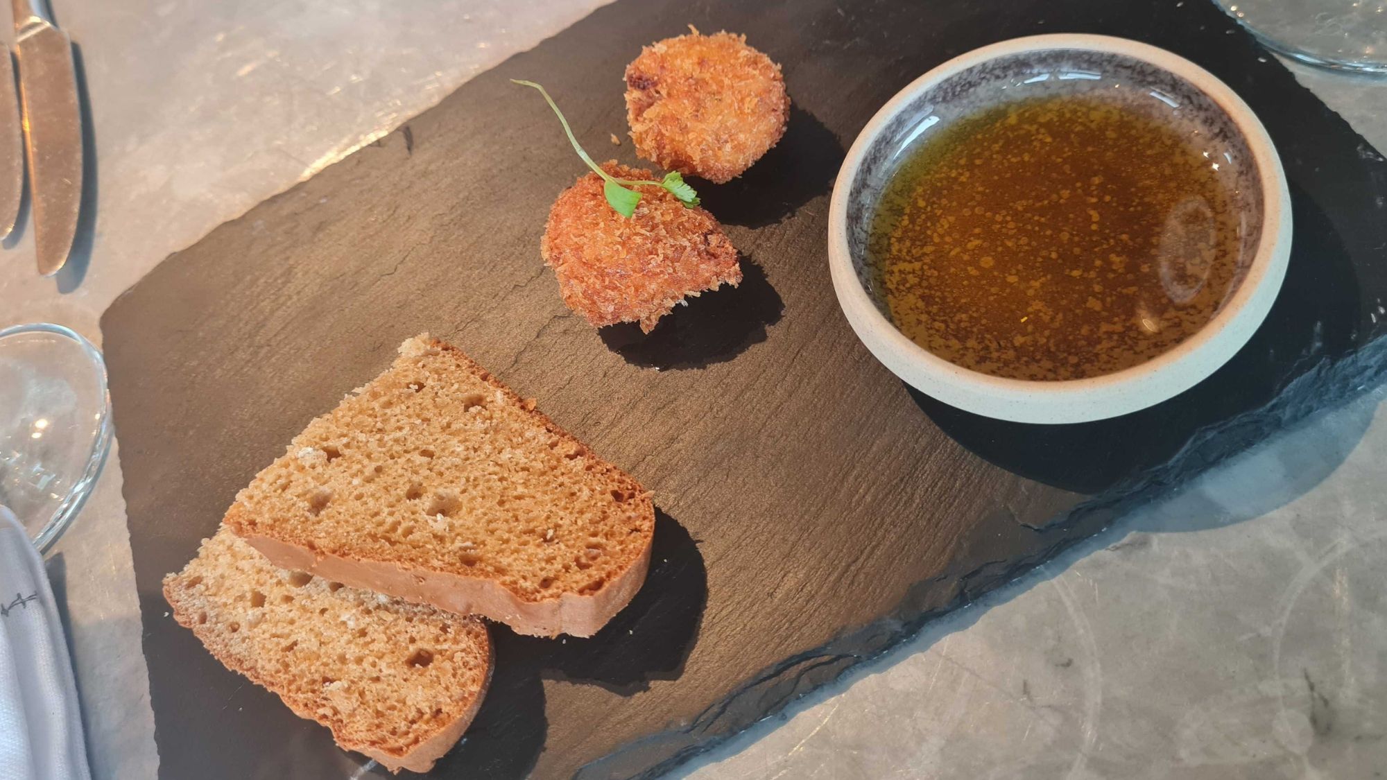 guinea fowl croquettes and brown bread at The Swan restaurant