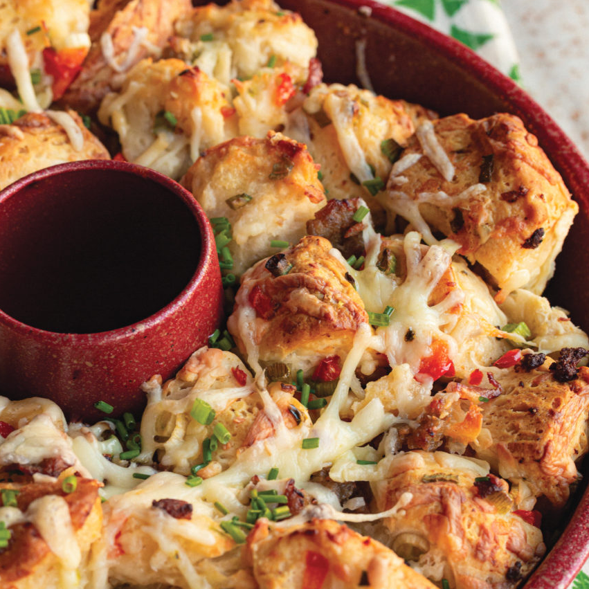 SAVORY MONKEY BREAD 
If you love the cinnamon-and-sugar original, give this cheesy, bacon-studded version a spin.
Get the recipe