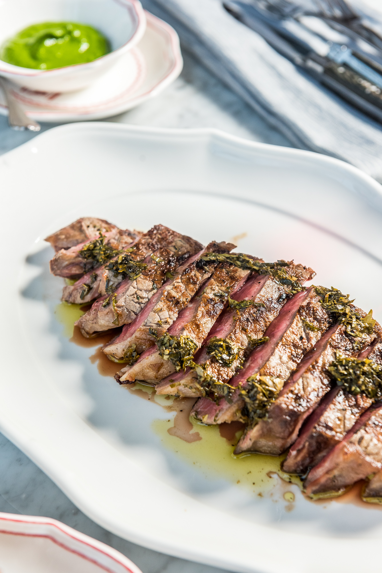 Steaks at Officina are dry-aged for 60 days and dressed with an aromatic olive oil and balsamic vinegar.
