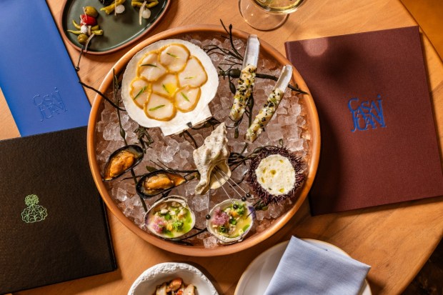 A chilled platter with seafood dishes at Casa Juani, a Spanish restaurant that opened in late February 2026 at 901 Pearl St., Boulder. (Publicity photo by Casey Wilson)