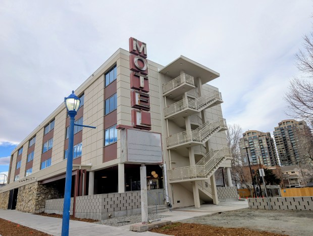 The exterior of the All Inn Hotel on 3015 E. Colfax Ave. in Denver, two weeks before its grand opening Thursday, March 26, 2026. (Miguel Otarola/The Denver Post)