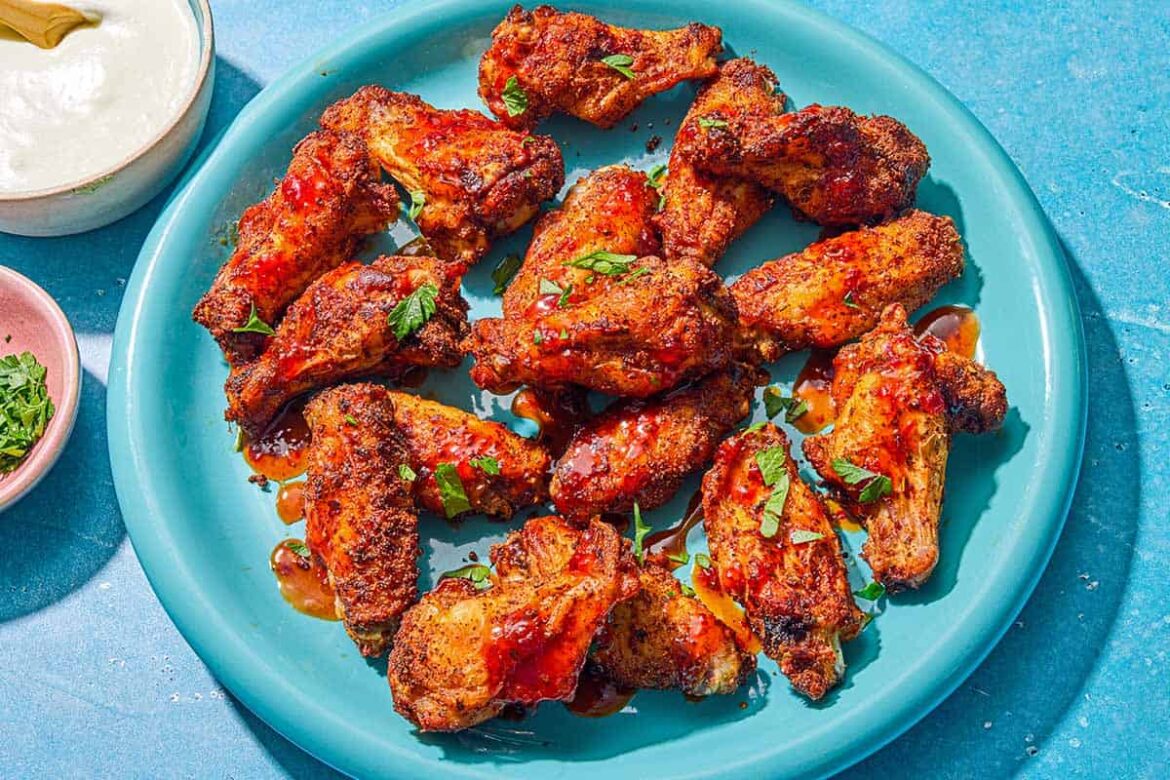 Air Fryer Chicken Wings with Harissa Hot Honey