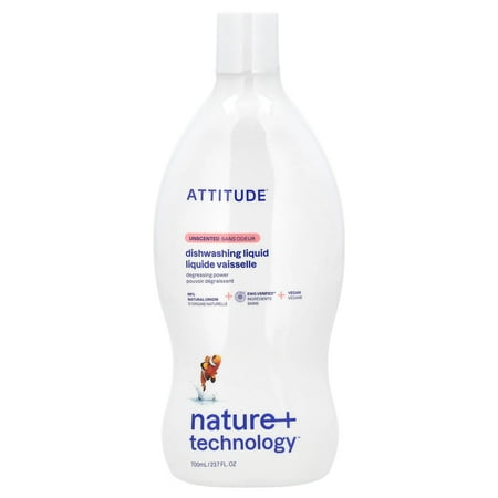 Attitude Dishwashing Liquid, Unscented, 23.7 Fl Oz (700 Ml)