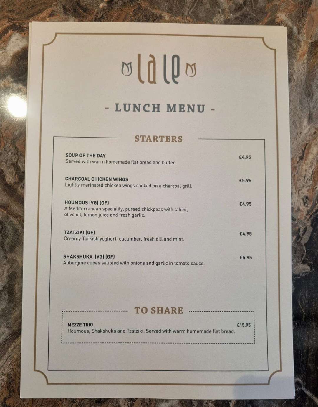 La Le Turkish and Mediterranean restaurant menu. Picture Inverness BID