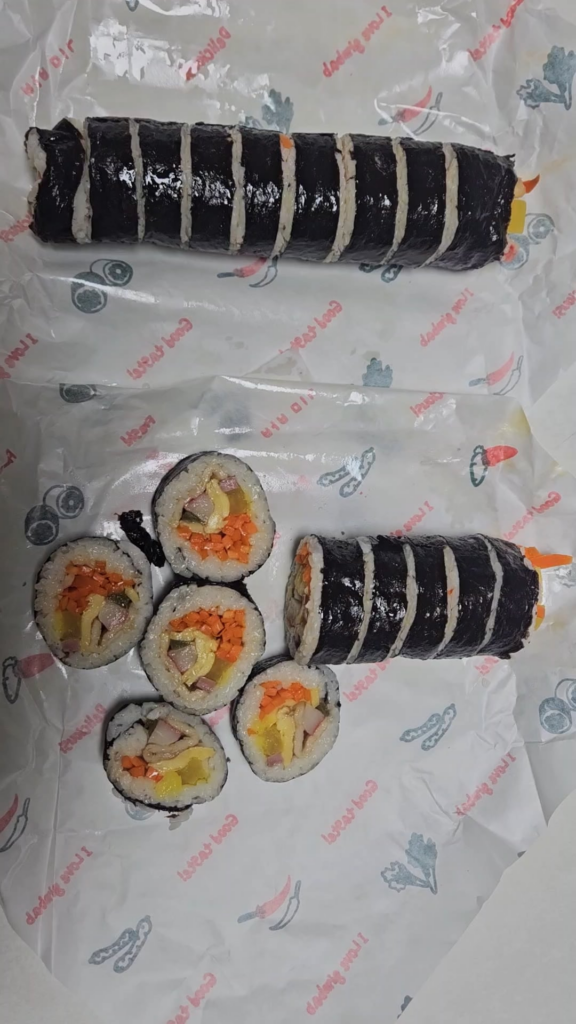 My Korean neighbor shared homemade gimbap today
