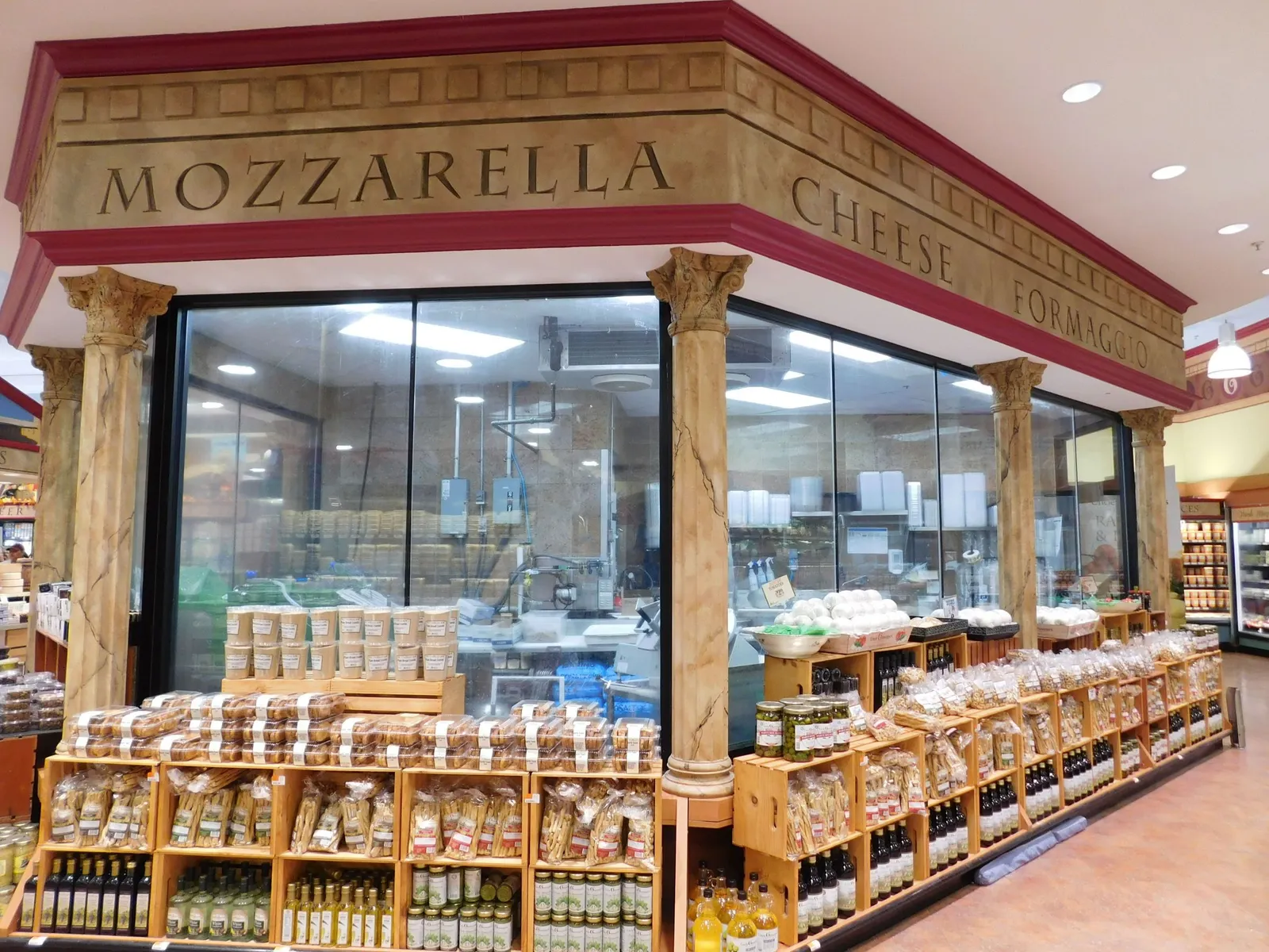 Room in a grocery store where fresh mozzarella cheese is made