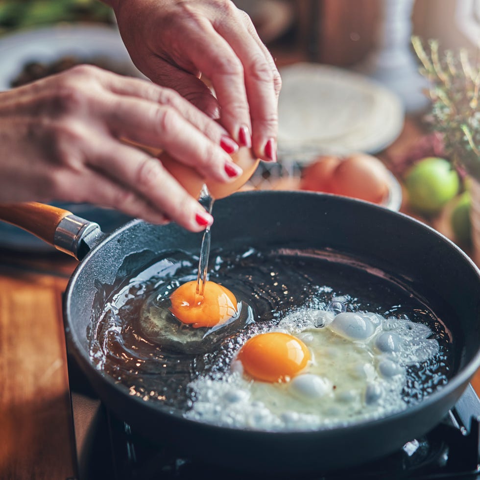 frying egg in a skillet