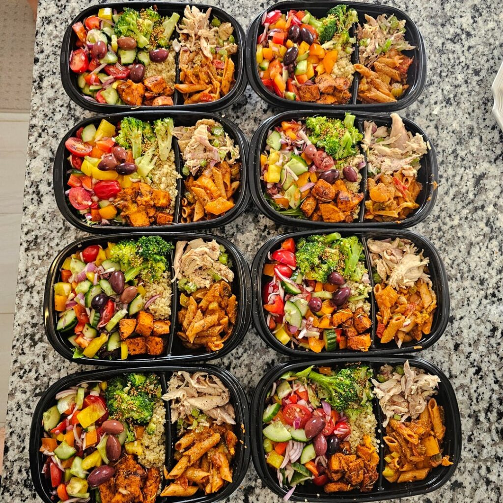 This Week’s Mediterranean Meal Prep: Quinoa, Rainbow Veg & Whole Wheat Fiber Pasta🌾