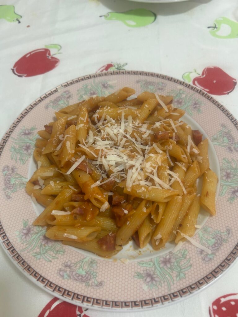 My first red sauce pasta.