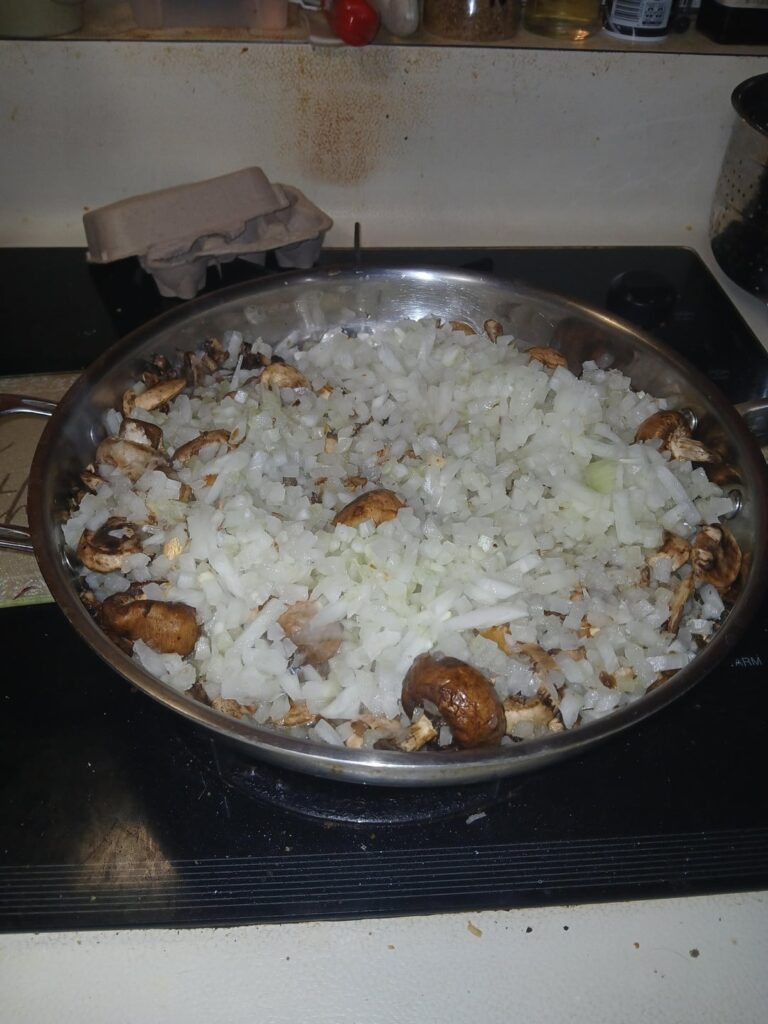 Put a few mushrooms in with my onions today...