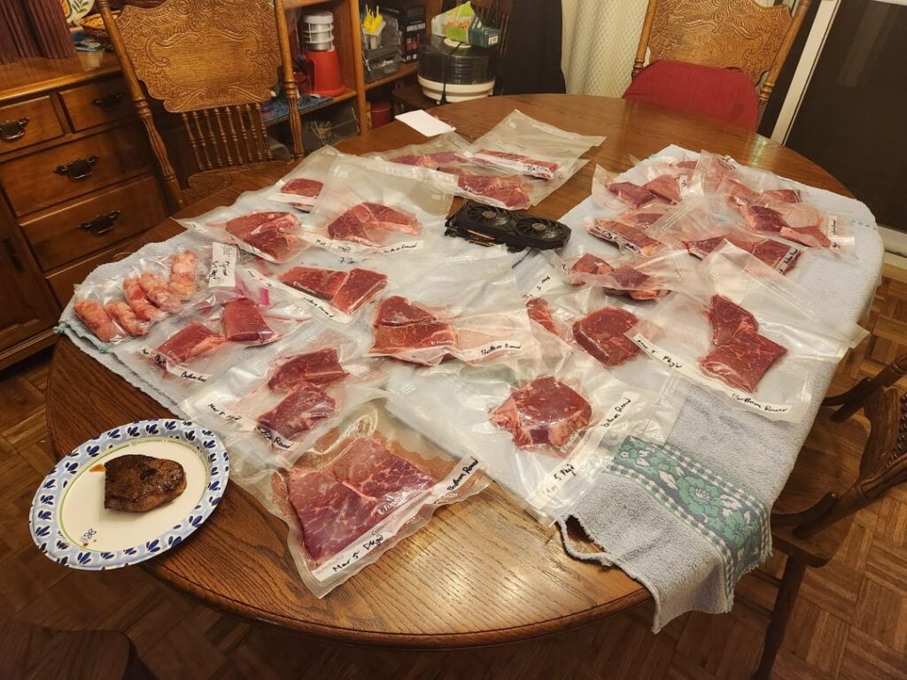 $150 worth of steaks for $80 (graphics card for scale)
