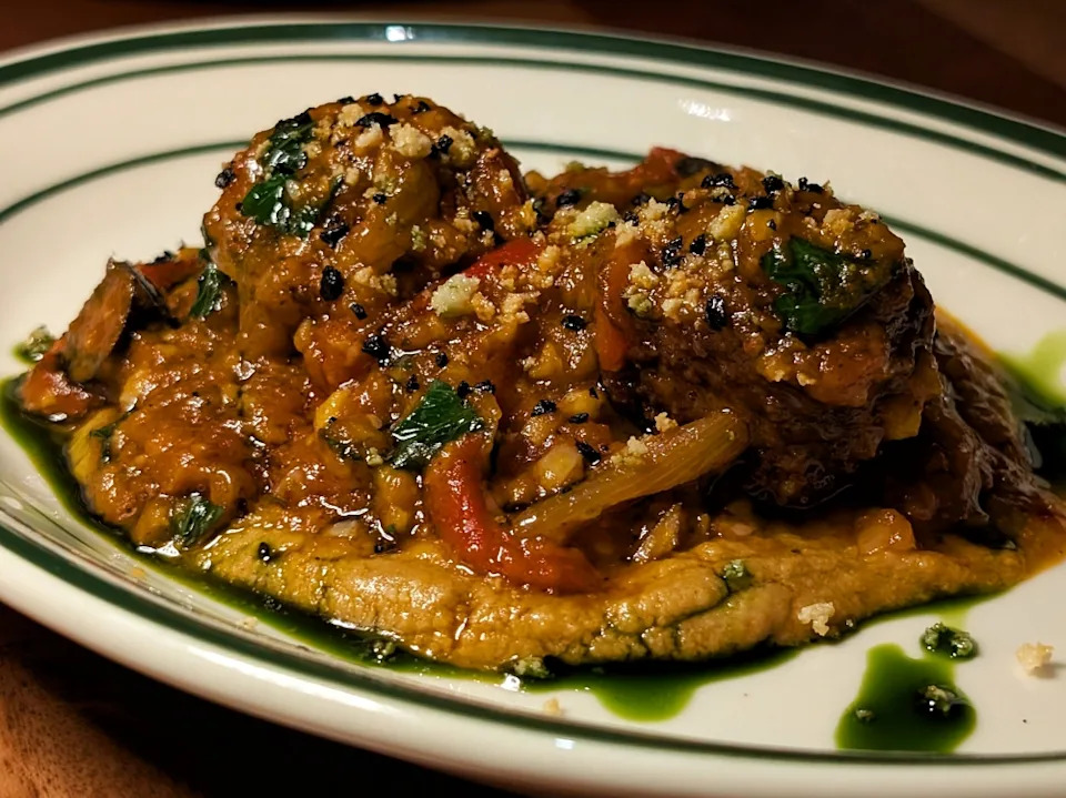 Lamb meatballs with smoked ricotta and hummus. — Picture by Ethan Lau