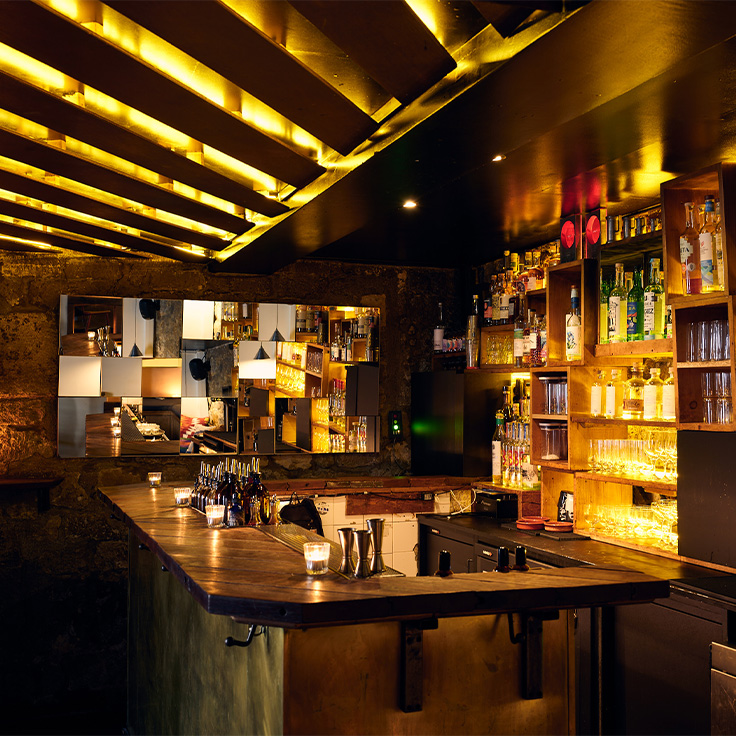 The backlit bar at Candelaria. ©Emma Lucia Sanz