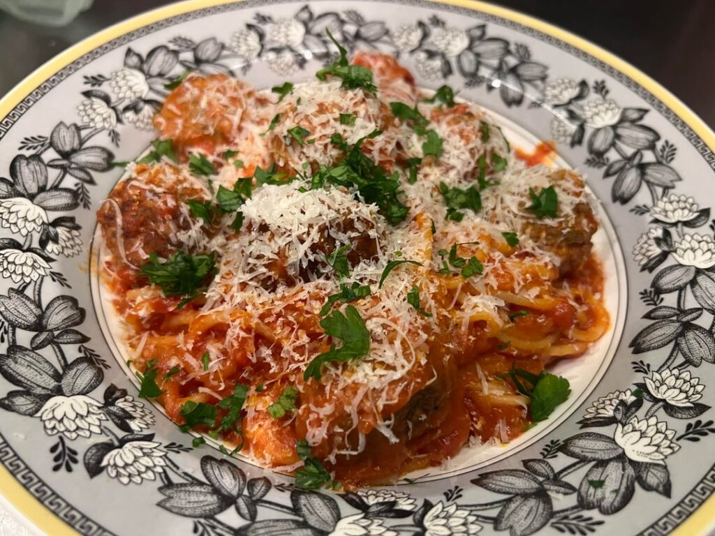 Homemade Meatballs in San Marzano Sauce with Gluten Free Spaghetti