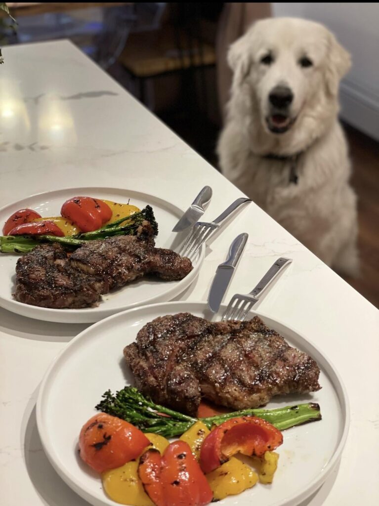 Grilled some Ribeyes, Peppers and Broccolini