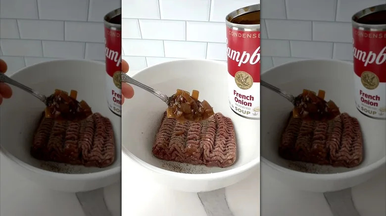 Adding Campbell's French onion soup to ground beef