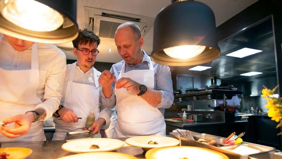 English chef Simon Rogan, right, pictured with fellow chef Paul Burgalieres at L'Enclume restaurant in 2022, says he believes kitchen culture is changing. - Richard Saker/Shutterstock