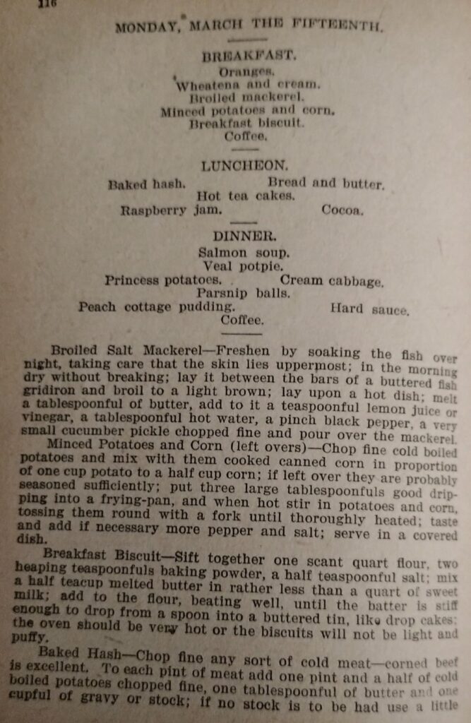Menu March 15th 1896