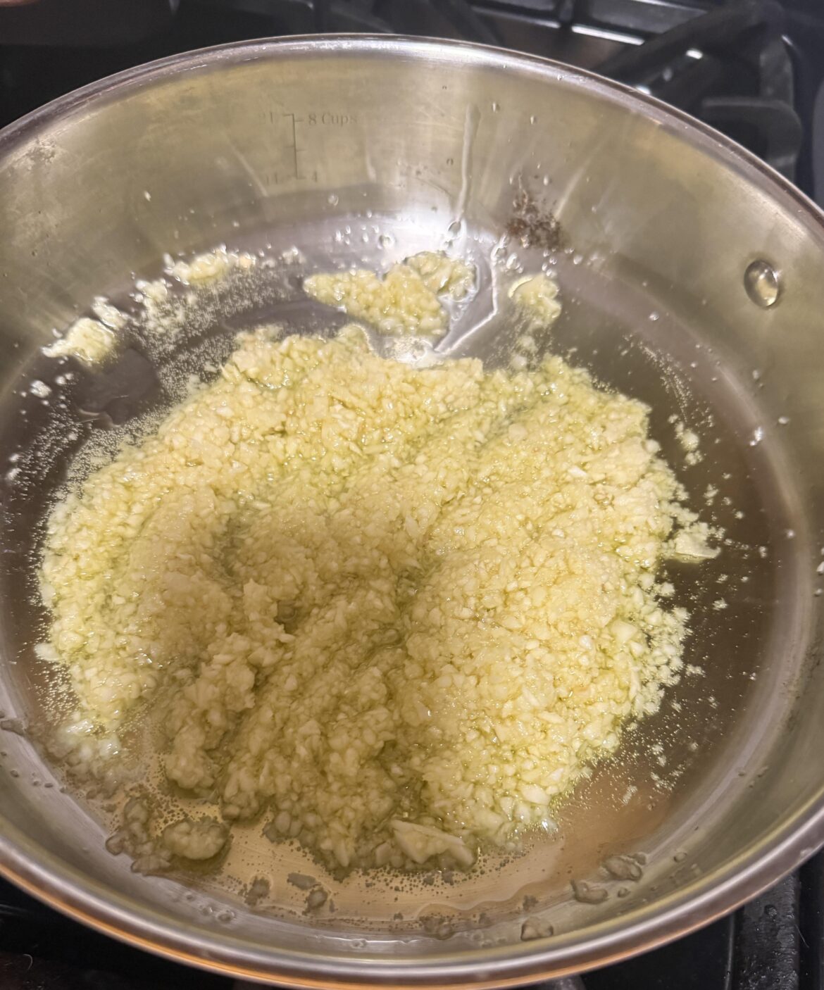 sauteeing garlic for my butter noodles
