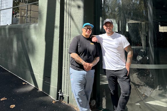 Morgan McGlone (left) and Nathan Sasi at the former Chefs' Warehouse site in Surry Hills.