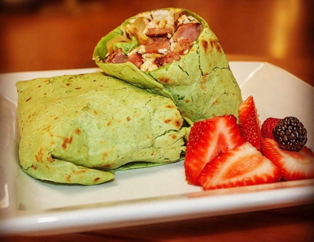 Breakfast burrito and my loyal coffee companion.