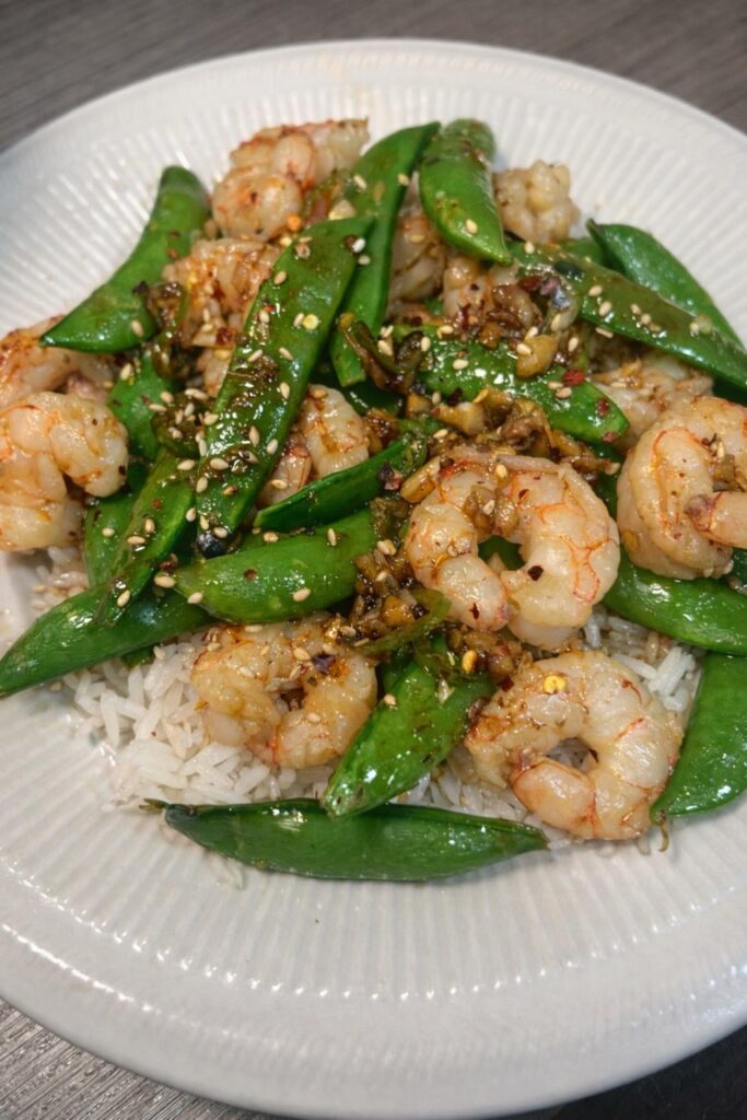 Shrimp and snap peas 🫶🏼