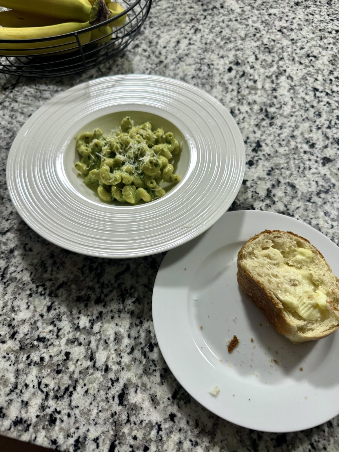 My dinner. Pesto and Cavatappi.
