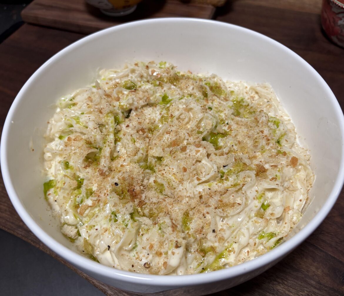Had a bread themed dinner so I made “Breadduccini Alfredo” It was delicious as hoped.