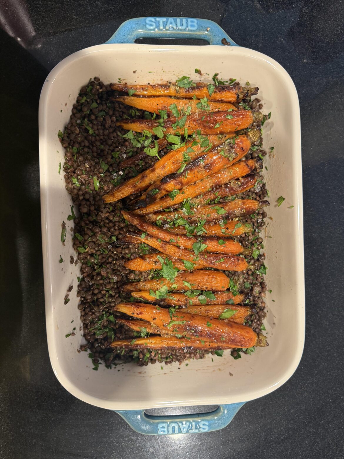 Smitten Kitchen roasted carrots, lentils, and yogurt