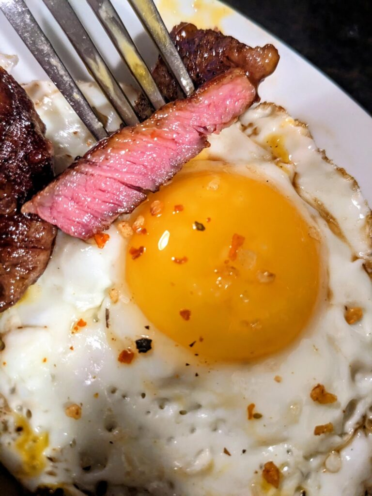 £3.60 sirloin. It's cheap and thin but it was damn good for the money