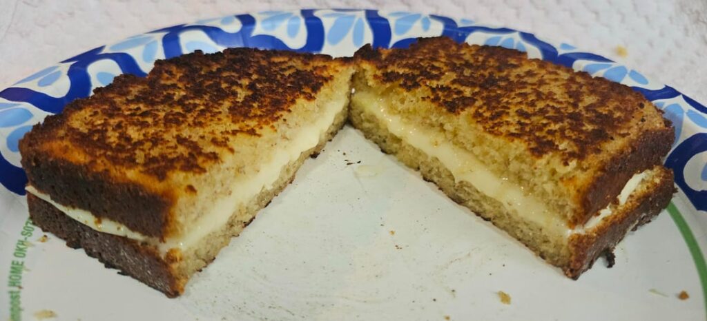 Grilled cheese on fresh banana bread