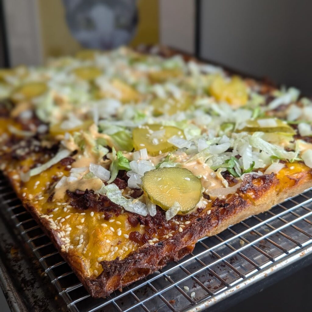 Detroit-style Big Back pizza.