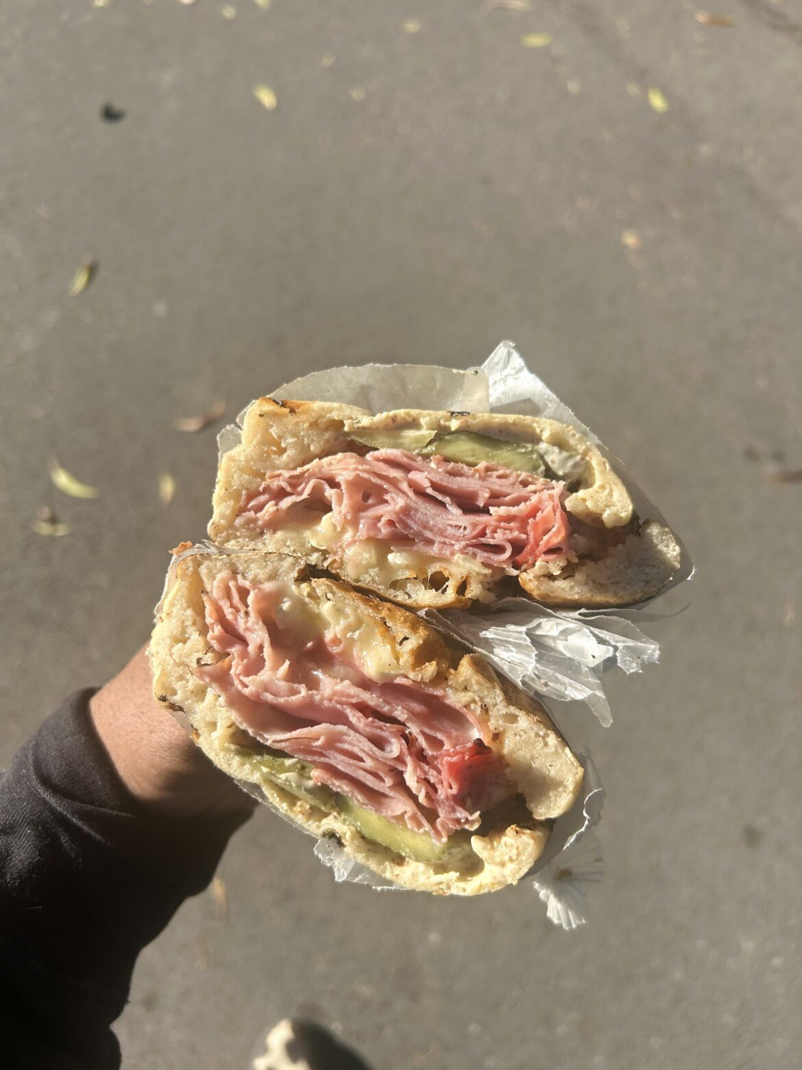 Ham, camembert, pickles, dijon. Homemade