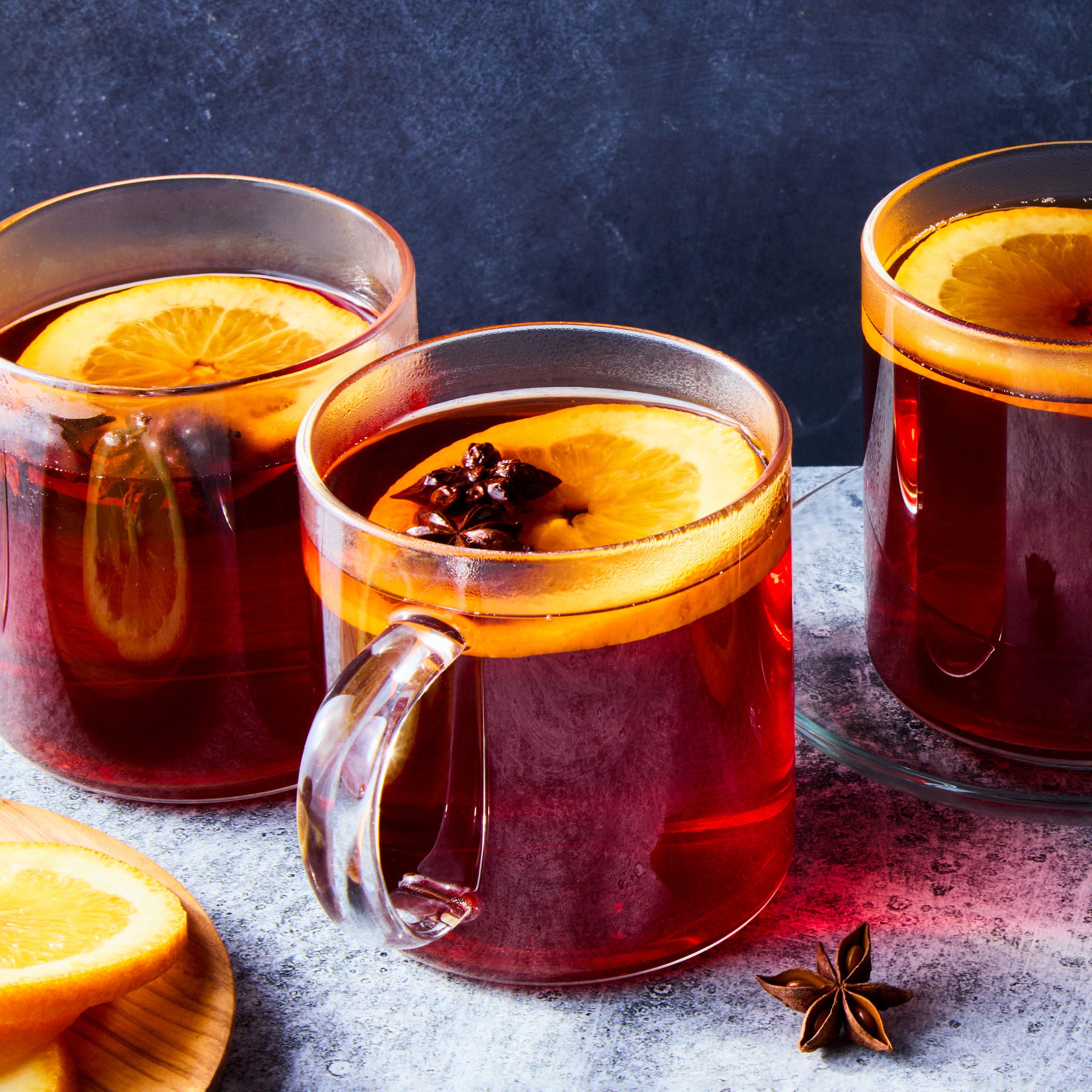 negroni in a mug with an orange slice