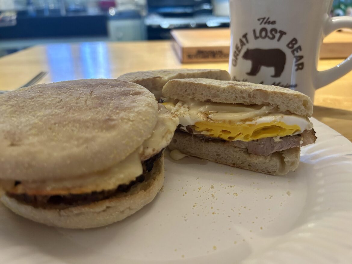 Roast pork, egg, and Swiss