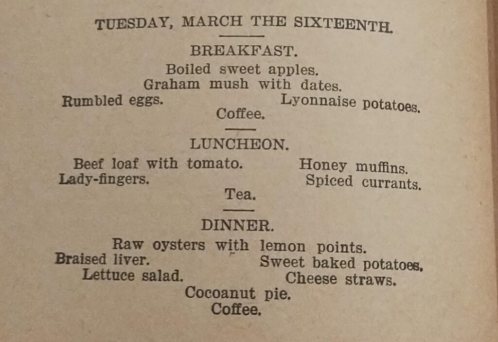 Menu March 16th 1896