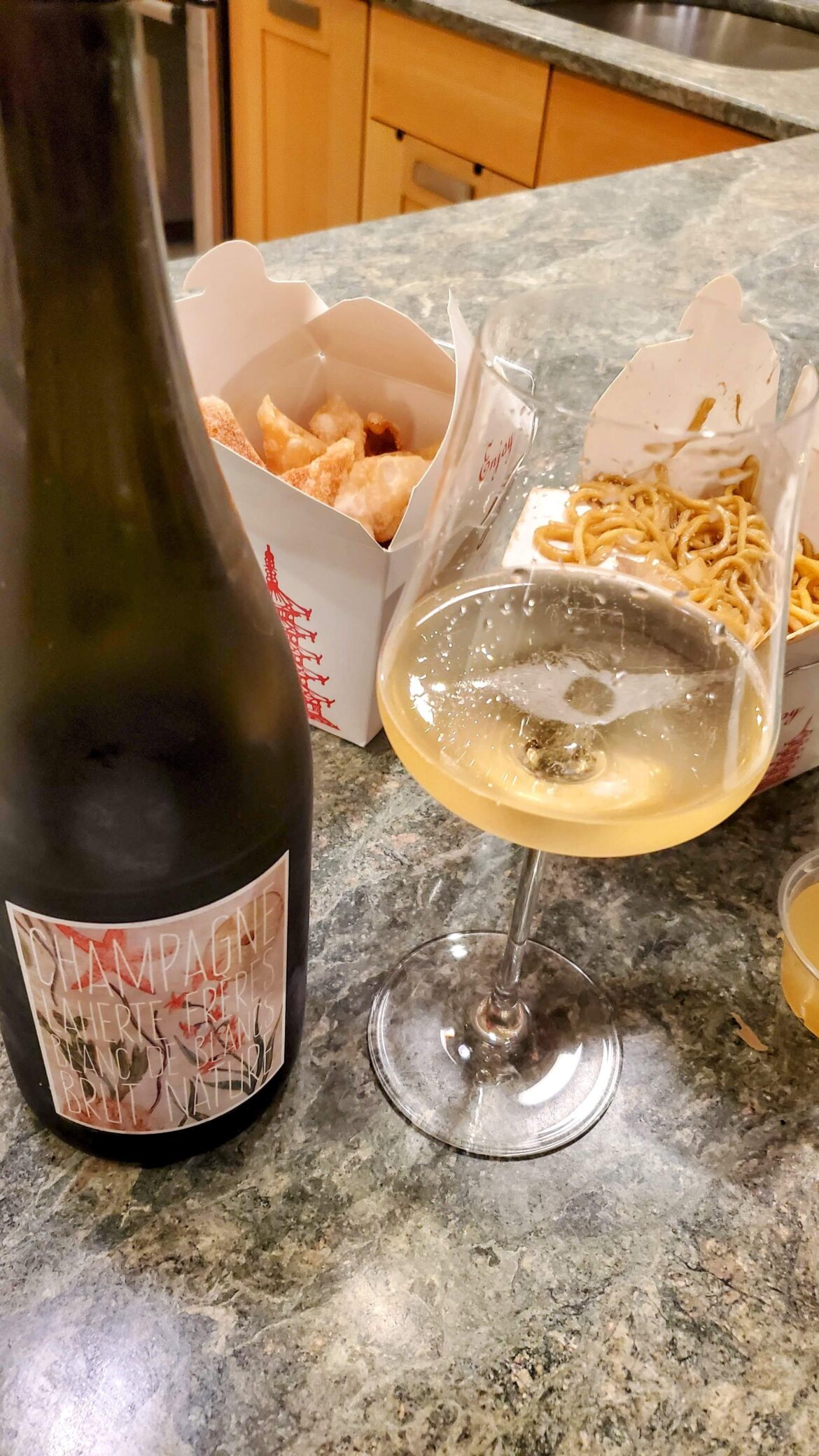 Fried chicken walked so crab rangoon could run. Laherte Blanc de Blancs with deep fried cream cheese