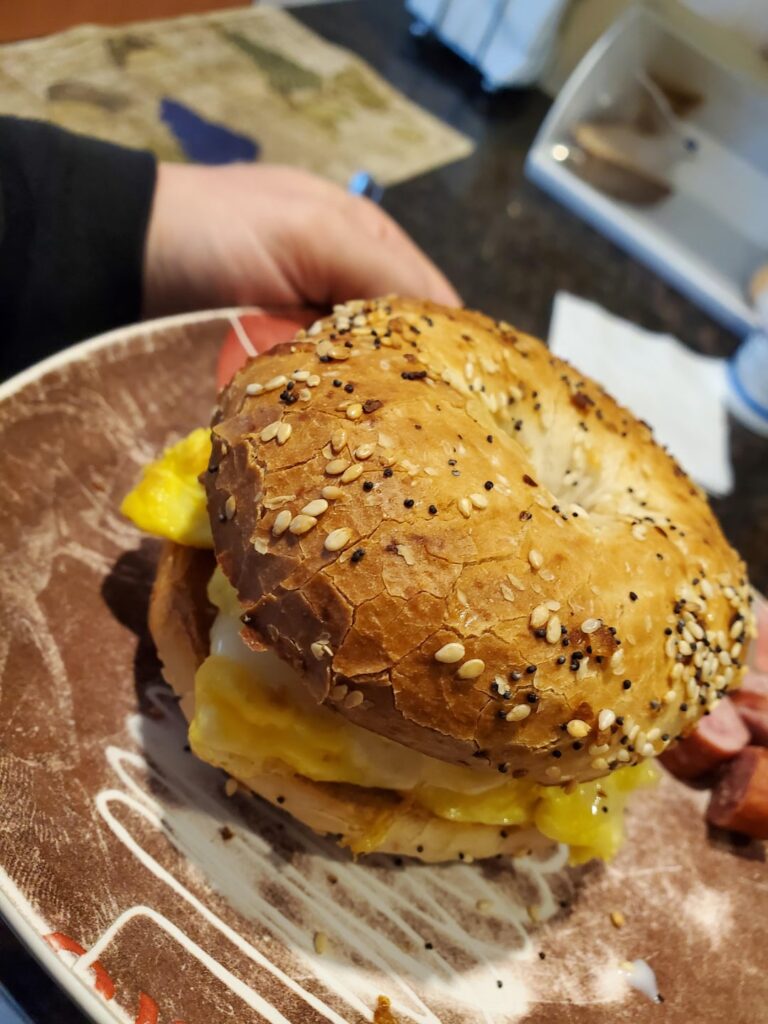 Breakfast Sando- everything bagel, hunter sausage, egg & cheese