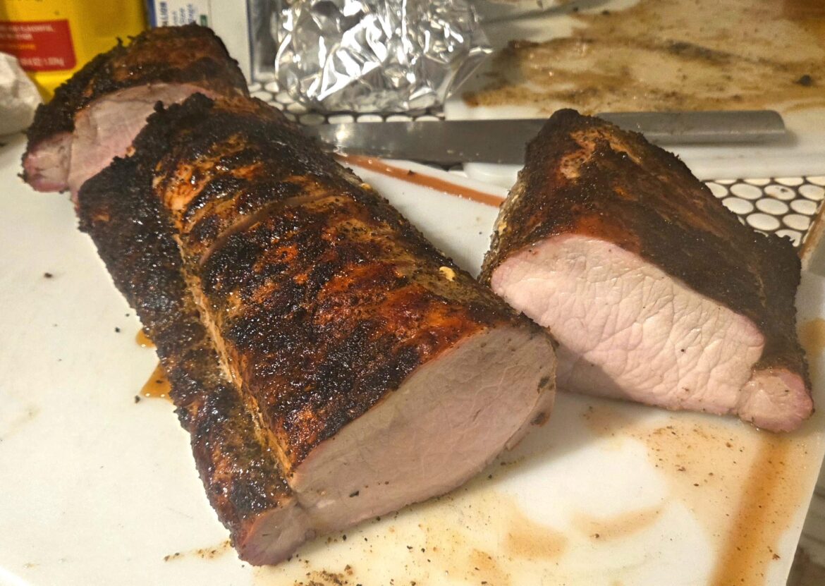Pork loin to 140° int. on pellet grill