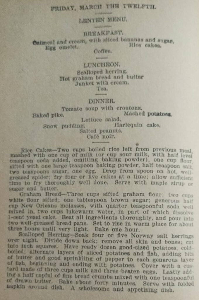 Menu March 12th 1896