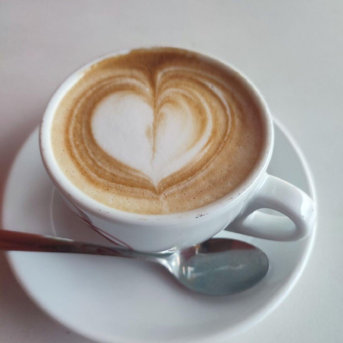 Cappuccino with a heart-shaped latte art