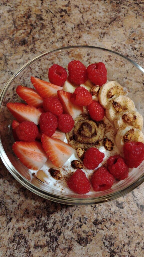 fruit was starting to go so massive fruit and yogurt bowl ~320cal