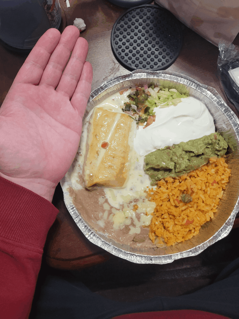 Went to my favorite childhood Mexican restaurant and got more sour cream than chimichanga.