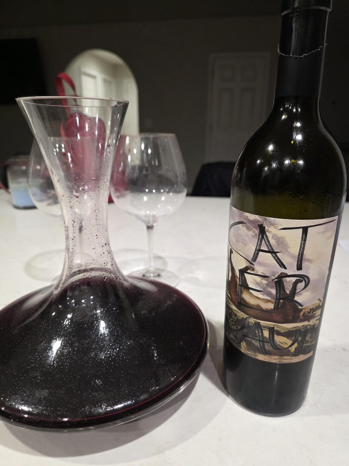 Birthday wine, caterwaul cemetery wine.