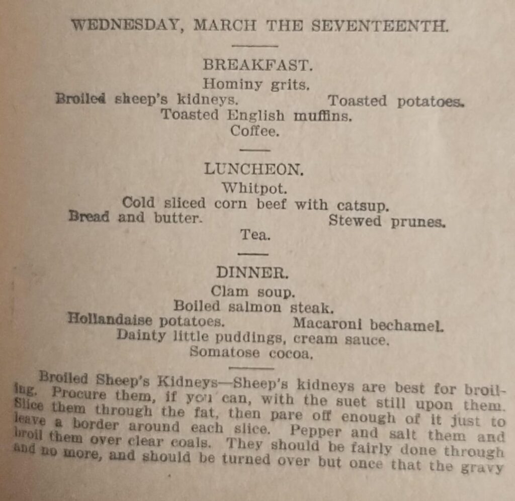 Menu March 17th 1896