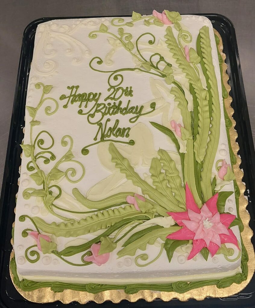 A cake for my first born, in a style he requested. Included is the inspiration pic he gave me. I think I pulled it off?