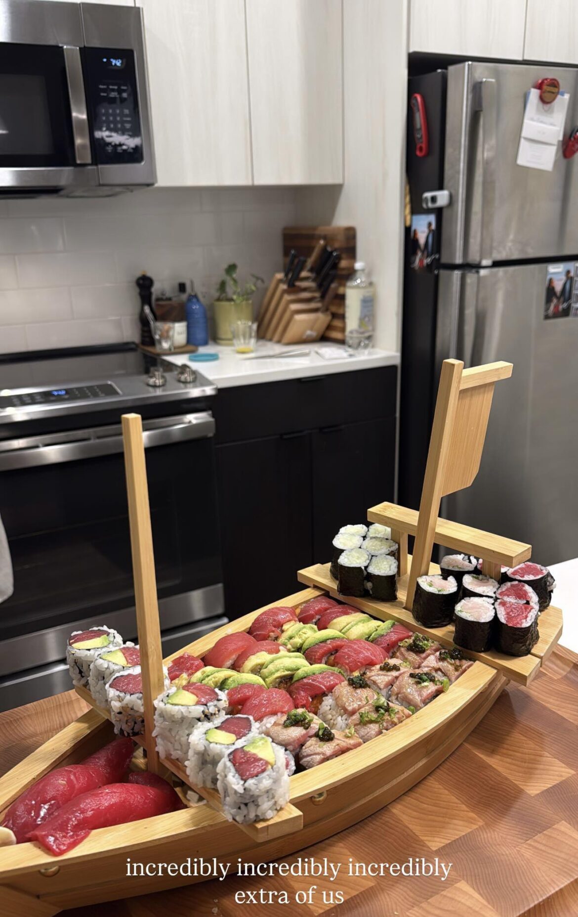 fiancé got me a sushi boat as a Christmas gift - putting it to good use!