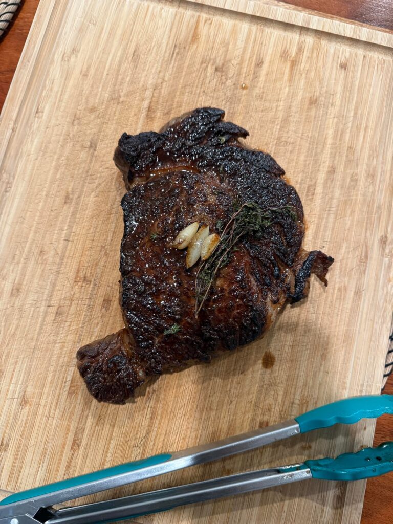 Ribeye on Pan. I normally grill my steaks.