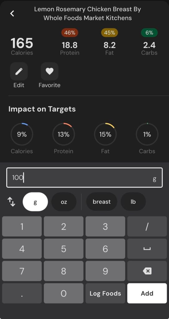 Whole Foods Lemon Rosemary Chicken Breast. Calories seem high and protein low?