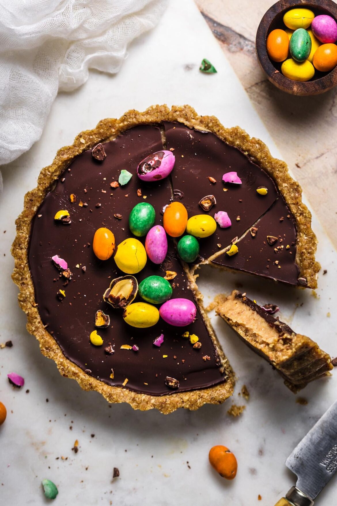 No-bake Easter Chocolate Caramel Tart